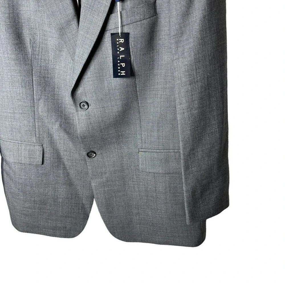 Ralph Lauren Size 42 R Sport Coat Blazer 100% Virgin Wool 2 Button Gray NEW FLAW